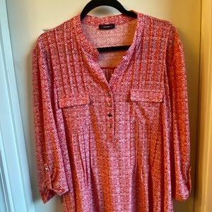 Cocomo top/blouse. Size XL. Orange and white pattern.